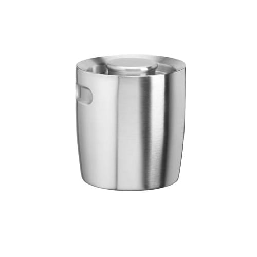 1.5 Quart Round Ice Bucket with Lid, Double-Wall Insulated, Brushed Stainless Steel